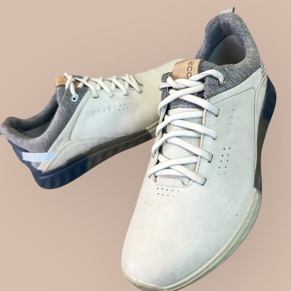 Ecco Womens Leather Golf Shoes Gortex S-Three Spikeless Sz. 9 - 9.5 Wide Cream - Picture 2 of 13